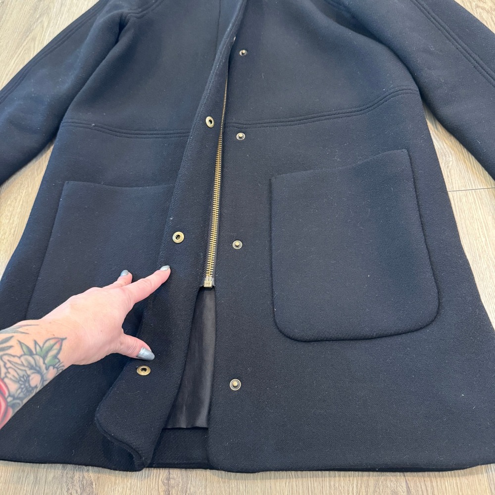 Madewell Estate Cocoon Coat Black Wool Blend In Insuluxe Fabric Peacoat Size XXS - Picture 5 of 13